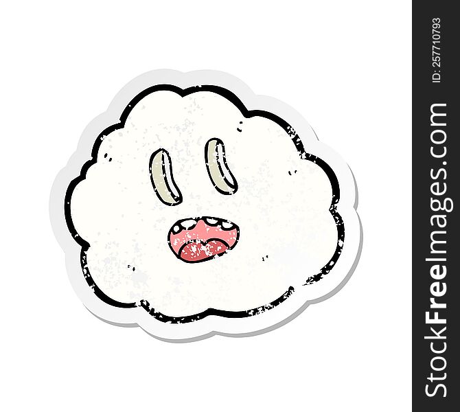 Retro Distressed Sticker Of A Cartoon Spooky Cloud