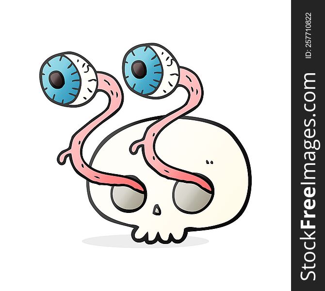 gross freehand drawn cartoon skull with eyeballs. gross freehand drawn cartoon skull with eyeballs