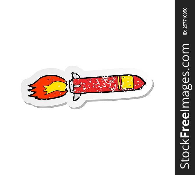 Retro Distressed Sticker Of A Cartoon Missile