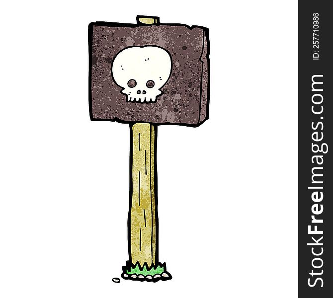 cartoon spooky skull signpost