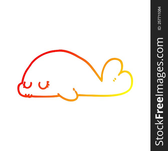 Warm Gradient Line Drawing Cute Cartoon Seal