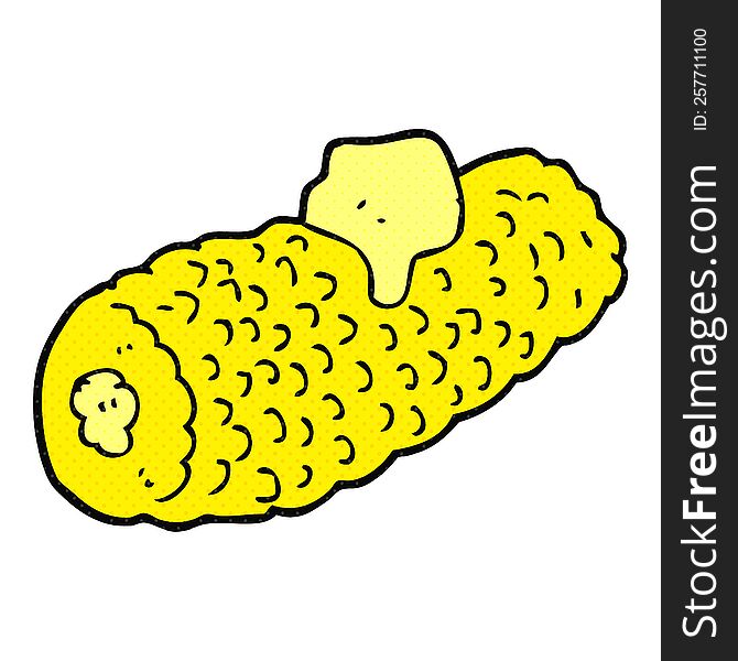freehand drawn cartoon corn on cob with butter