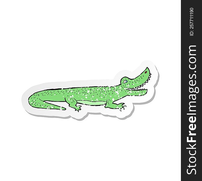 Retro Distressed Sticker Of A Cartoon Happy Crocodile