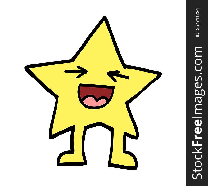 hand drawn doodle style cartoon laughing star character