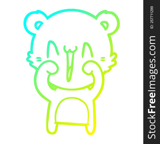 Cold Gradient Line Drawing Happy Polar Bear Cartoon