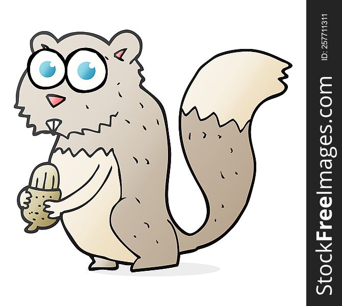 Cartoon Angry Squirrel With Nut