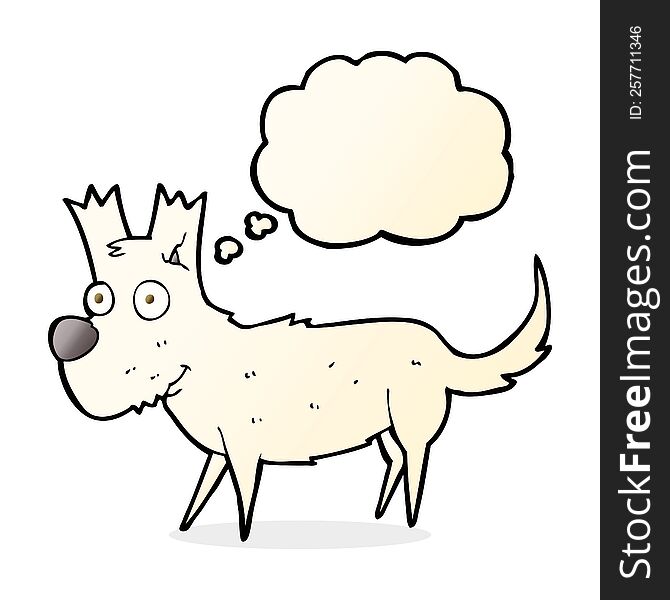 Cartoon Cute Little Dog With Thought Bubble