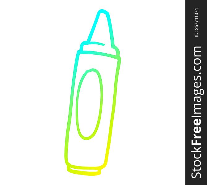 cold gradient line drawing of a cartoon coloring crayon