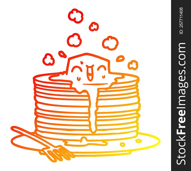 warm gradient line drawing stack of tasty pancakes