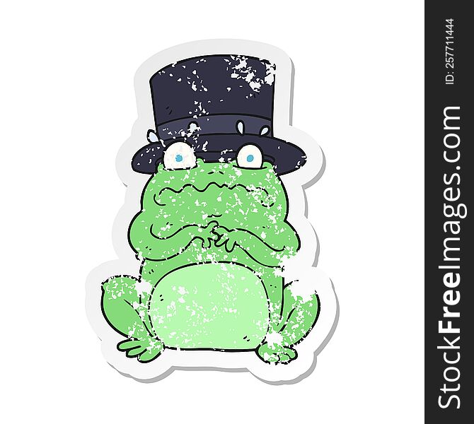 retro distressed sticker of a cartoon wealthy toad