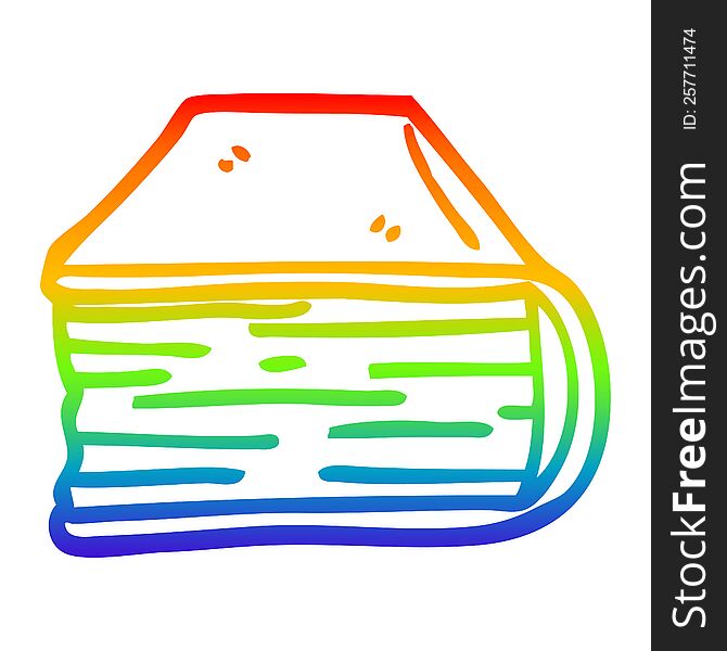 rainbow gradient line drawing of a cartoon book end