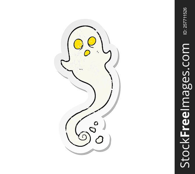 Retro Distressed Sticker Of A Cartoon Halloween Ghost