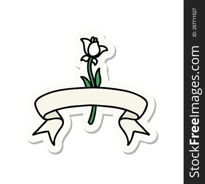 Tattoo Sticker With Banner Of A Lily
