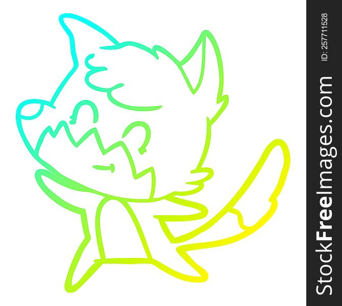 Cold Gradient Line Drawing Cartoon Friendly Fox