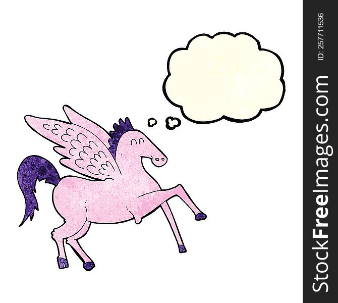 cartoon pegasus with thought bubble