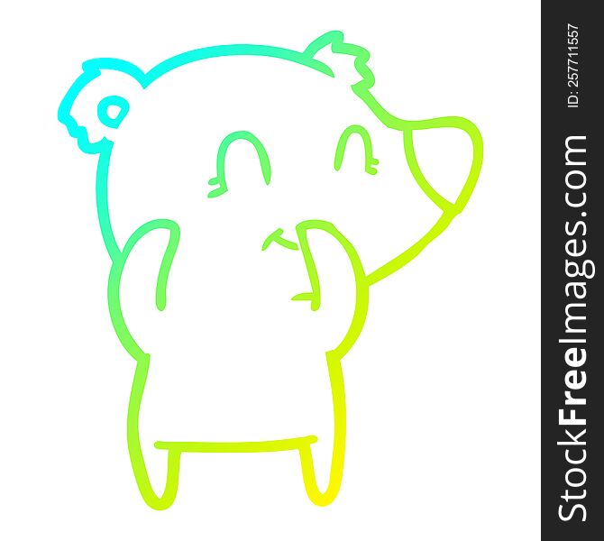 cold gradient line drawing of a giggling polar bear cartoon