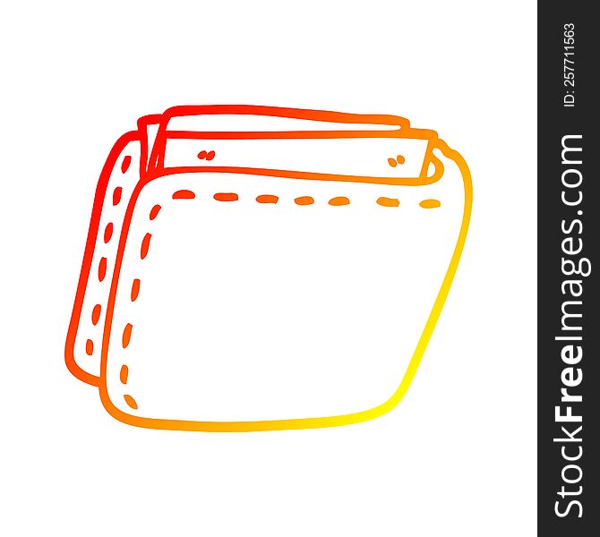 warm gradient line drawing of a cartoon wallet full of cash