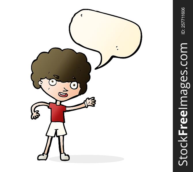 Cartoon Sporty Person With Speech Bubble