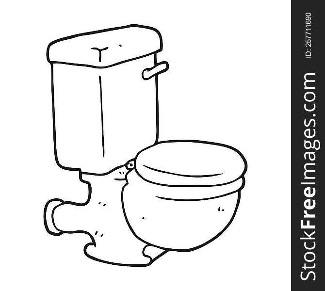 black and white cartoon toilet