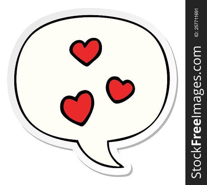 Cartoon Love Heart And Speech Bubble Sticker