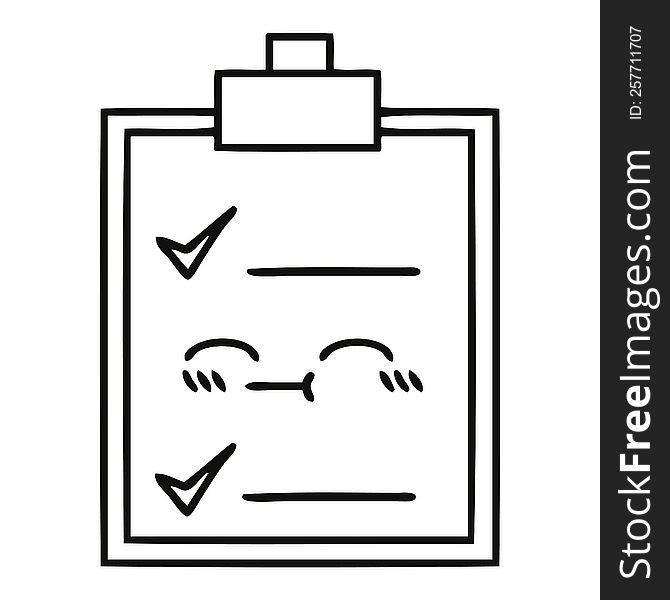 line drawing cartoon of a check list