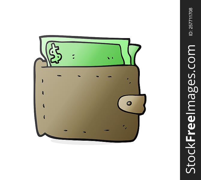 cartoon wallet full of money