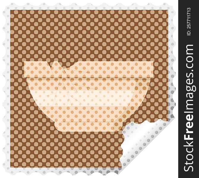 Cracked Bowl Graphic Vector Illustration Square Sticker Stamp