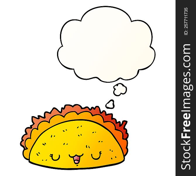cartoon taco with thought bubble in smooth gradient style