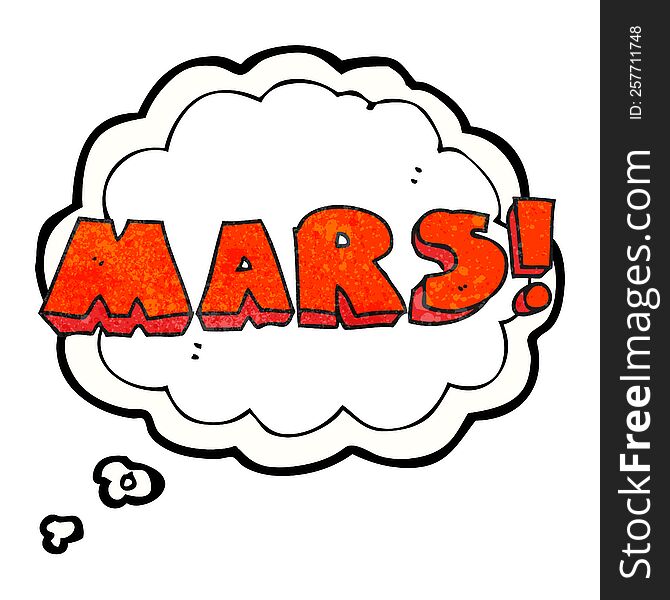 freehand drawn thought bubble textured cartoon Mars text symbol
