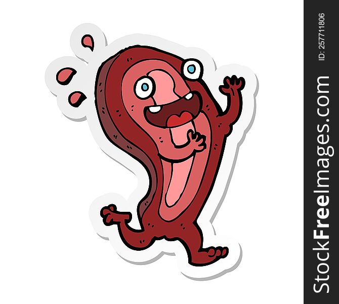Sticker Of A Meat Cartoon Character