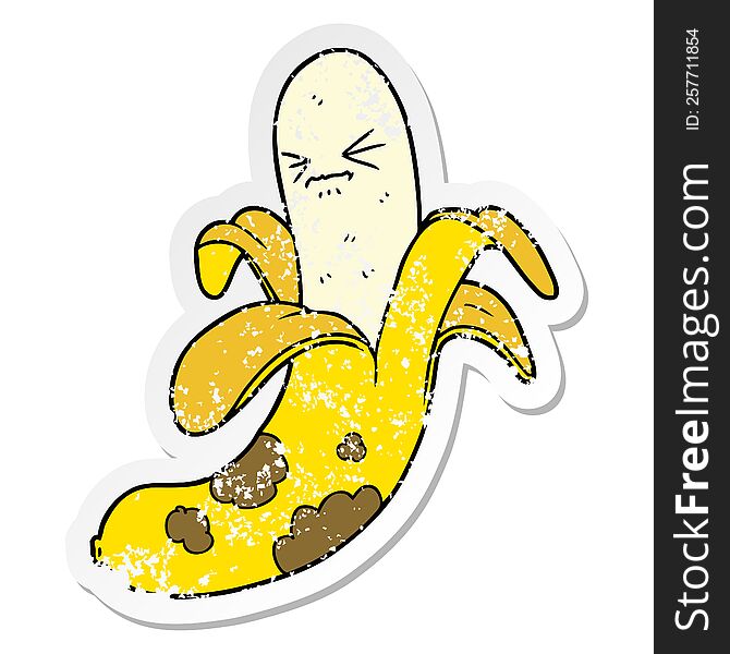 distressed sticker of a cartoon rotten banana