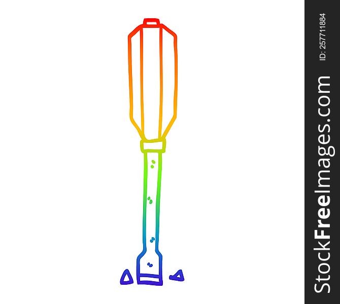 rainbow gradient line drawing of a cartoon screwdriver