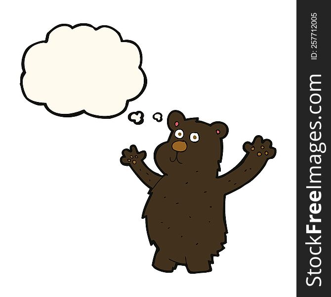cartoon funny black bear with thought bubble