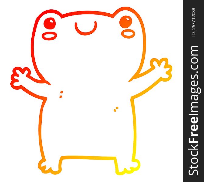 warm gradient line drawing of a cute cartoon frog