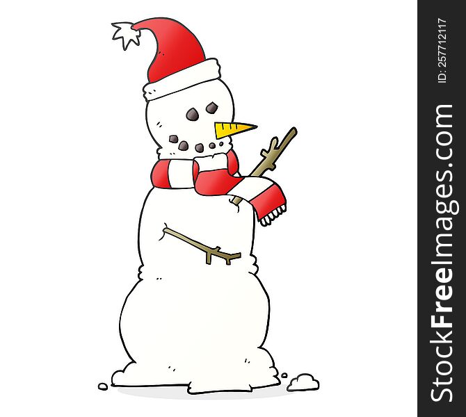 freehand drawn cartoon snowman