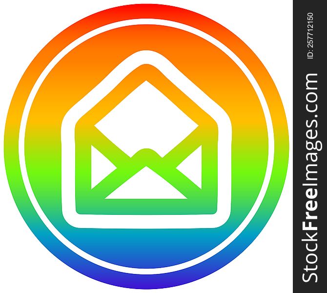 envelope letter circular in rainbow spectrum