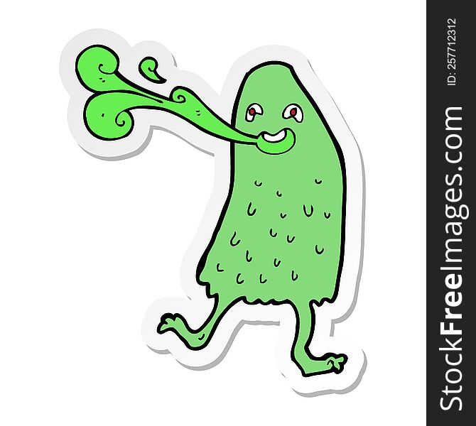 sticker of a cartoon funny slime monster