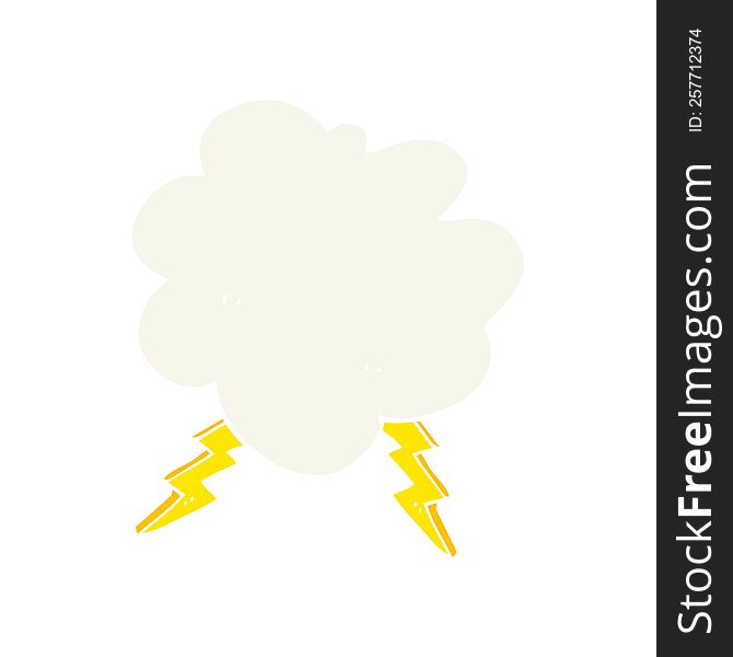 Flat Color Illustration Of A Cartoon Storm Cloud