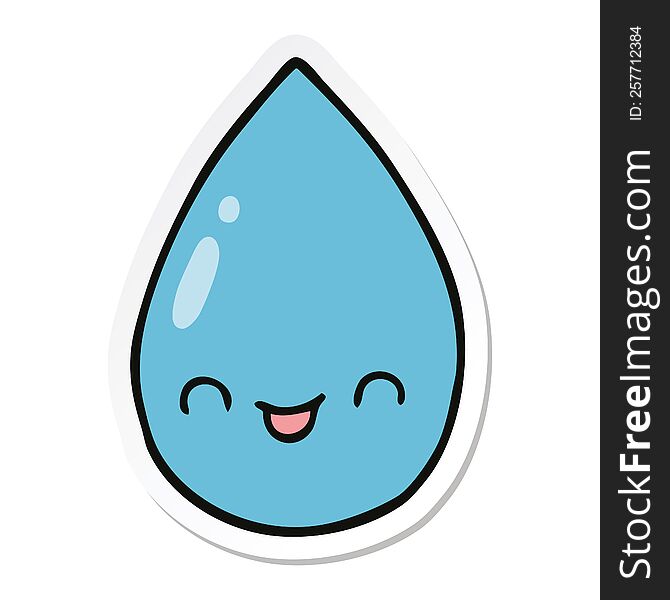 sticker of a cartoon cute raindrop