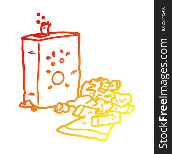 warm gradient line drawing of a washing powder and laundry