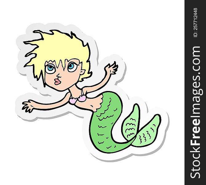 Sticker Of A Cartoon Mermaid