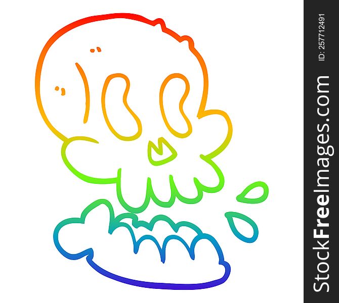 Rainbow Gradient Line Drawing Cartoon Skull