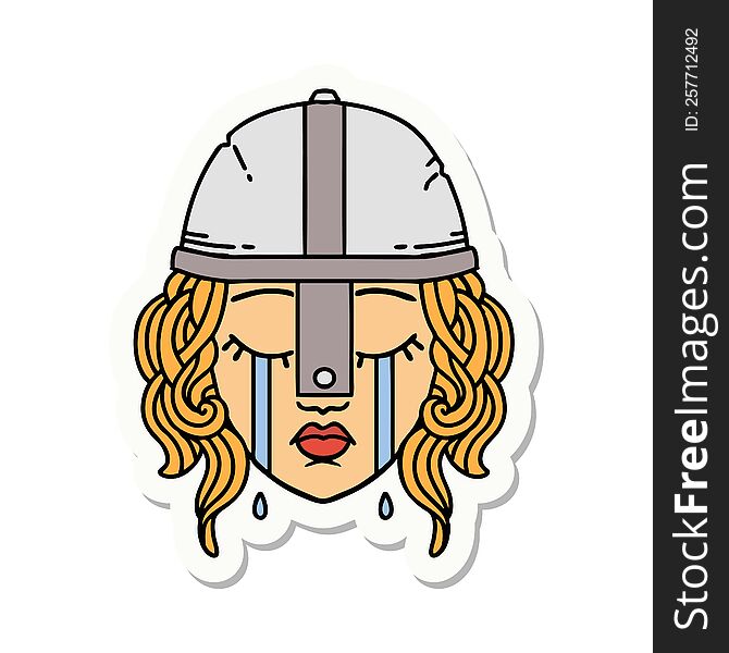Crying Human Fighter Sticker