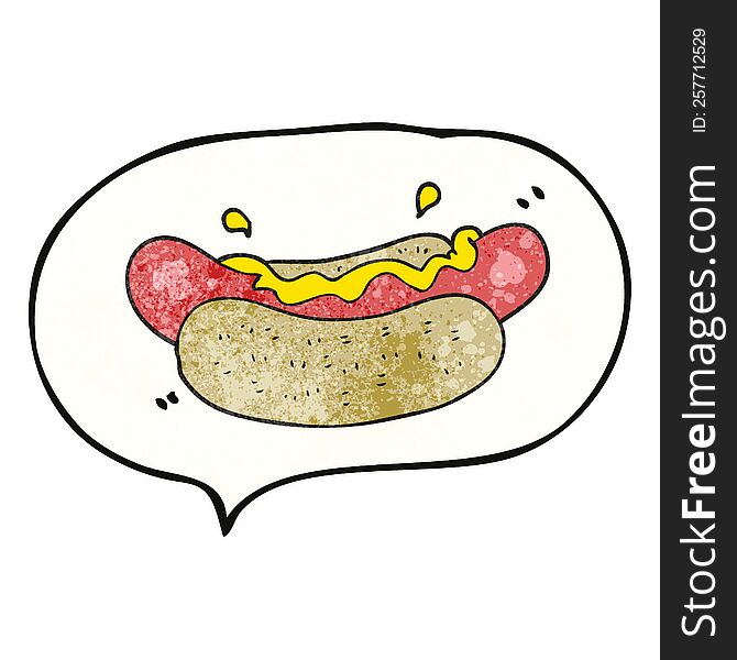 freehand speech bubble textured cartoon hotdog