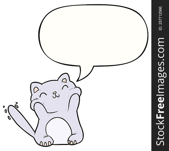 very happy cute cartoon cat  and speech bubble