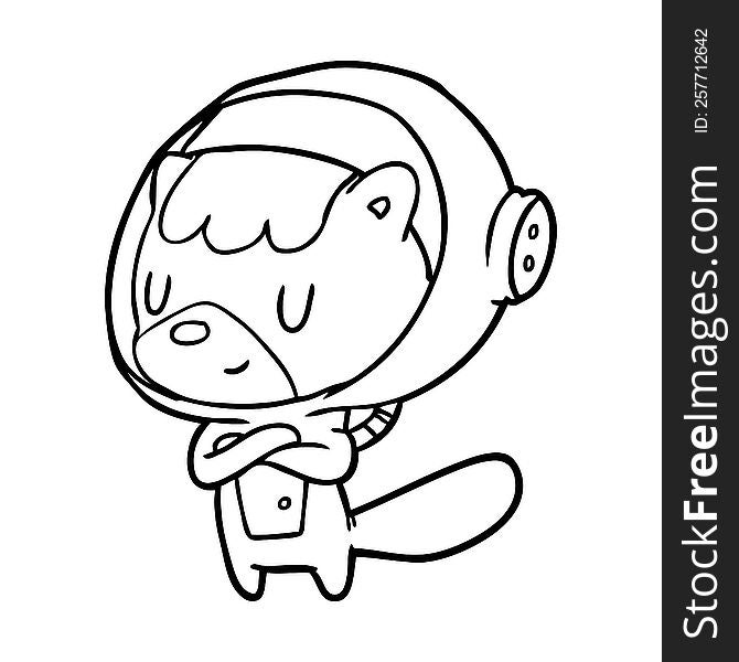 line drawing of a cat astronaut animals. line drawing of a cat astronaut animals