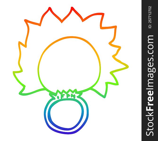 Rainbow Gradient Line Drawing Cartoon Mood Ring