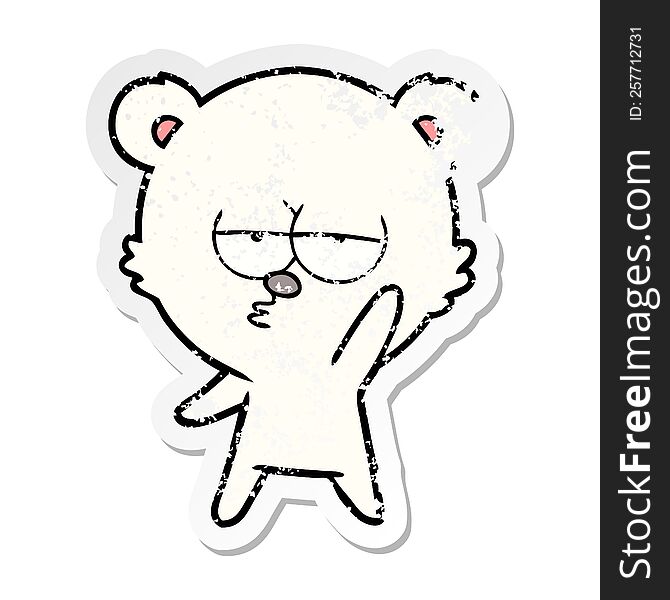 distressed sticker of a bored polar bear cartoon