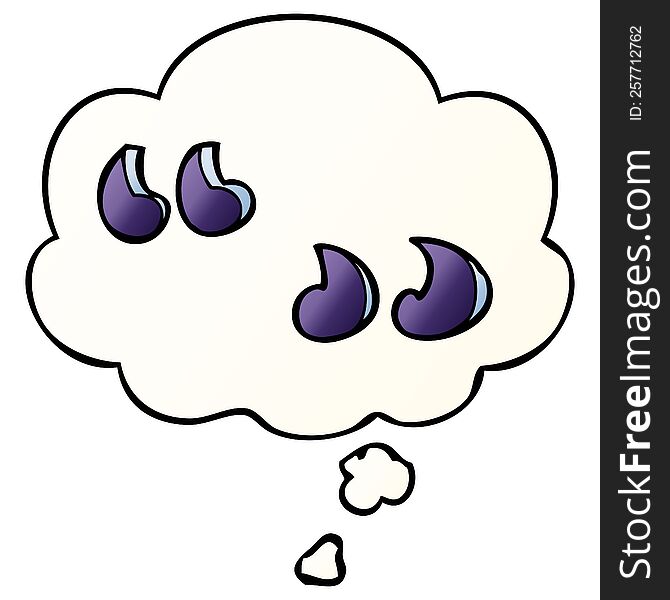 cartoon quotation marks with thought bubble in smooth gradient style