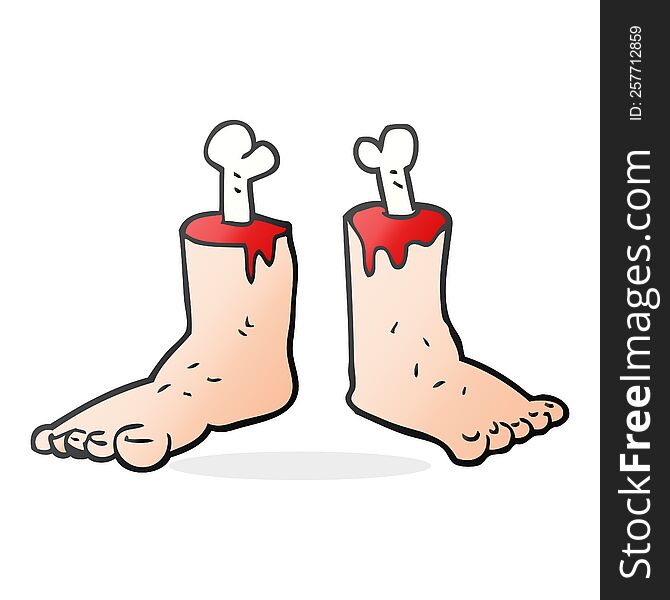 freehand drawn cartoon gross severed feet